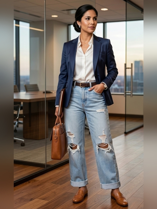 Topshop Denim - Topshop Light Wash Distressed Boyfriend Jeans Size 4 W26 L32